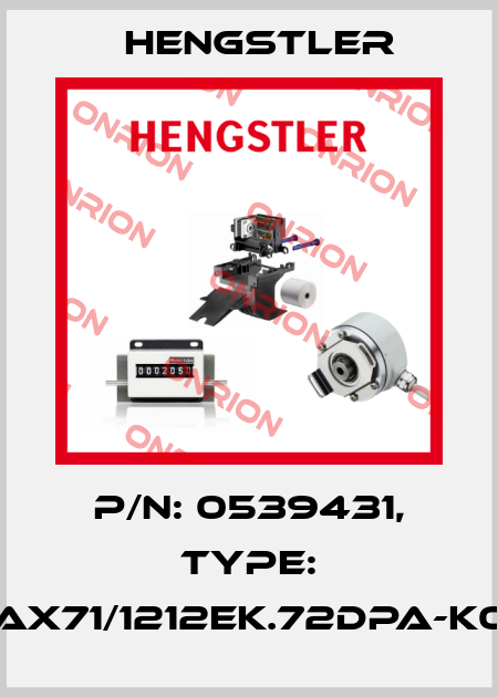 p/n: 0539431, Type: AX71/1212EK.72DPA-K0 Hengstler