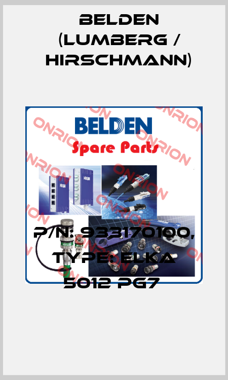 P/N: 933170100, Type: ELKA 5012 PG7  Belden (Lumberg / Hirschmann)