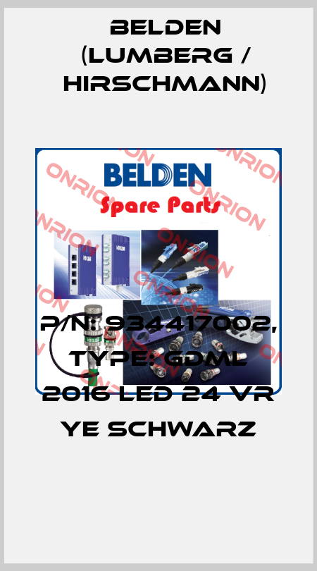 P/N: 934417002, Type: GDML 2016 LED 24 VR YE schwarz Belden (Lumberg / Hirschmann)