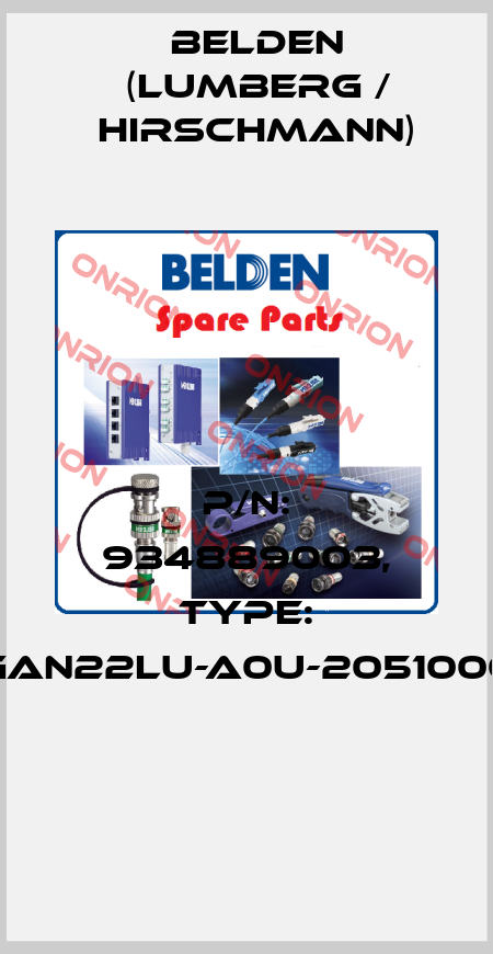 P/N: 934889003, Type: GAN22LU-A0U-2051000  Belden (Lumberg / Hirschmann)