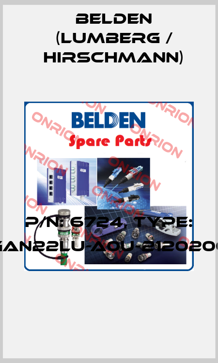 P/N: 6724, Type: GAN22LU-A0U-2120200  Belden (Lumberg / Hirschmann)