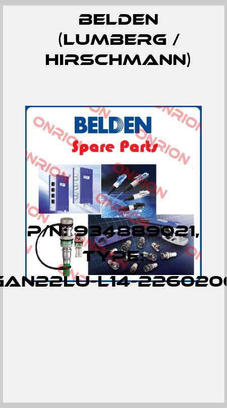 P/N: 934889021, Type: GAN22LU-L14-2260200  Belden (Lumberg / Hirschmann)
