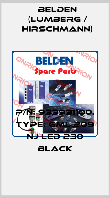 P/N: 933931100, Type: GML 209 NJ LED 230 BLACK Belden (Lumberg / Hirschmann)