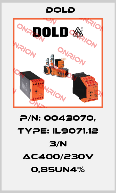 p/n: 0043070, Type: IL9071.12 3/N AC400/230V 0,85UN4% Dold
