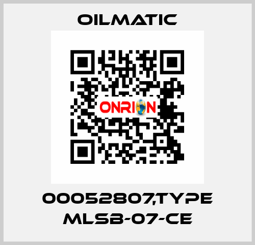 00052807,TYPE MLSB-07-CE OILMATIC