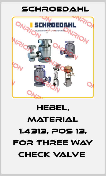 HEBEL, MATERIAL 1.4313, POS 13, FOR THREE WAY CHECK VALVE  Schroedahl