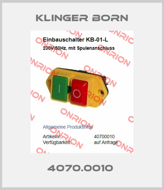 Nr 4070.0010 Einbauschalter KB-01-L 230V/50Hz
