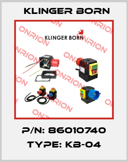 P/N: 86010740 Type: KB-04 Klinger Born
