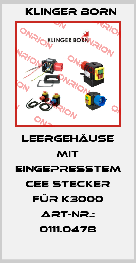 Leergehäuse mit eingepresstem CEE Stecker für K3000 Art-Nr.: 0111.0478 Klinger Born
