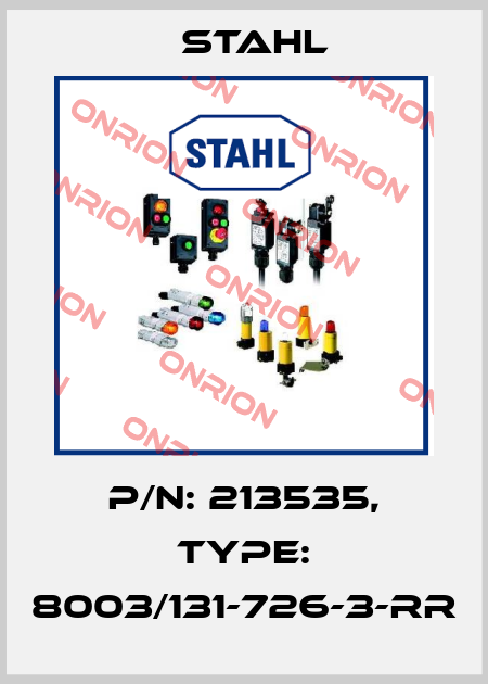 P/N: 213535, Type: 8003/131-726-3-rr Stahl