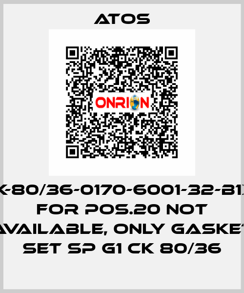CK-80/36-0170-6001-32-B1X1 for Pos.20 not available, only gasket set SP G1 CK 80/36 Atos