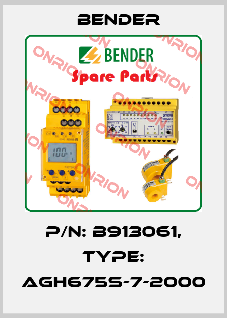 P/N: B913061, Type: AGH675S-7-2000 Bender