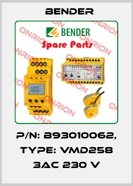 p/n: B93010062, Type: VMD258 3AC 230 V Bender