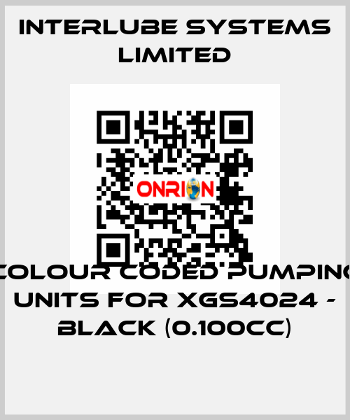 Colour coded pumping units for XGS4024 - Black (0.100cc) Interlube Systems Limited