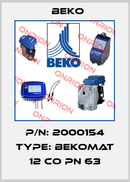 P/N: 2000154 Type: BEKOMAT 12 CO PN 63 Beko