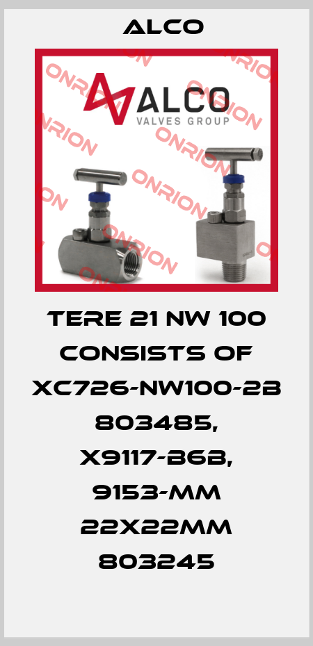 TERE 21 NW 100 consists of XC726-NW100-2B 803485, X9117-B6B, 9153-MM 22x22mm 803245 Alco