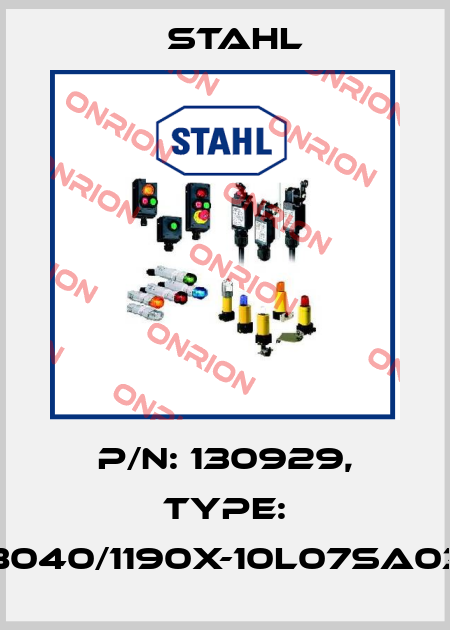 P/N: 130929, Type: 8040/1190X-10L07SA03 Stahl