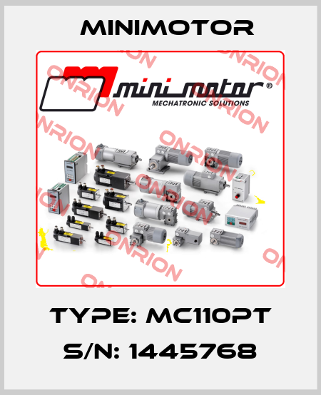 Type: MC110PT S/N: 1445768 Minimotor