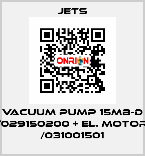vacuum pump 15MB-D /029150200 + el. motor /031001501 JETS