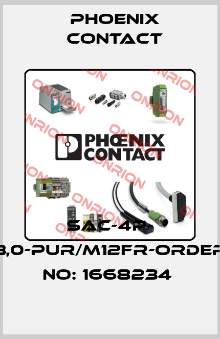 SAC-4P- 3,0-PUR/M12FR-ORDER NO: 1668234  Phoenix Contact