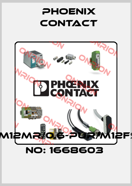 SAC-4P-M12MR/0,6-PUR/M12FS-ORDER NO: 1668603  Phoenix Contact