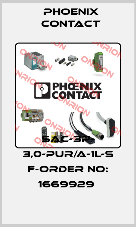 SAC-3P- 3,0-PUR/A-1L-S F-ORDER NO: 1669929  Phoenix Contact