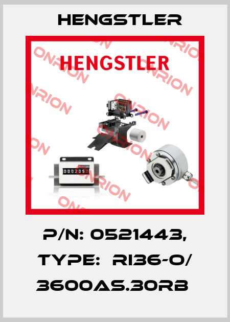 P/N: 0521443, Type:  RI36-O/ 3600AS.30RB  Hengstler