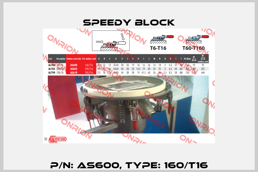 P/N: AS600, Type: 160/T16 Speedy Block