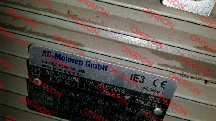 FCPA 100LA-6/PHE S/N: 1411304309   - not available, alternative -IE3AC13S6004  AC Motoren