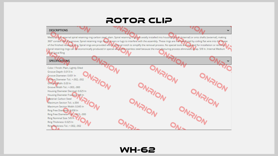 WH-62  Rotor Clip