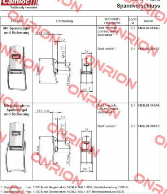 1429L02-3X1AG Camloc