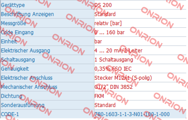 DS200 780-1603-1-1-3-N01-100-1-000 Bd Sensors
