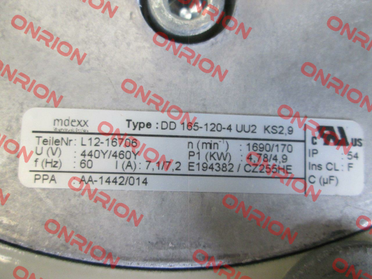 Type: DD 165-120-4 UU2 KS2.9  Mdexx
