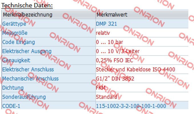 DMP 321 - 115-1002-3-2-100-100-1-000 Bd Sensors