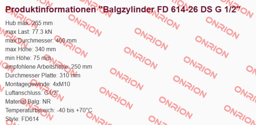 FD 614-26 DS G1/2 Contitech