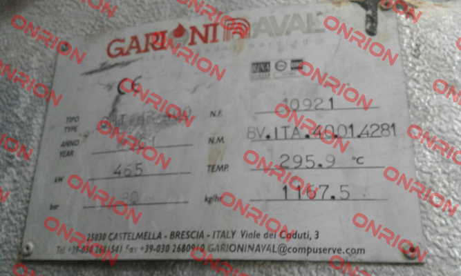 N.F:10921    N.M: BV.ITA.40.01.4281  Garioni Naval