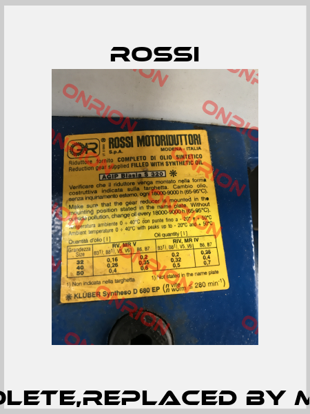 Gear For MR V 50U0 2A obsolete,replaced by MR V 50 UO3A - 80A 4 ... B5 / 70  Rossi