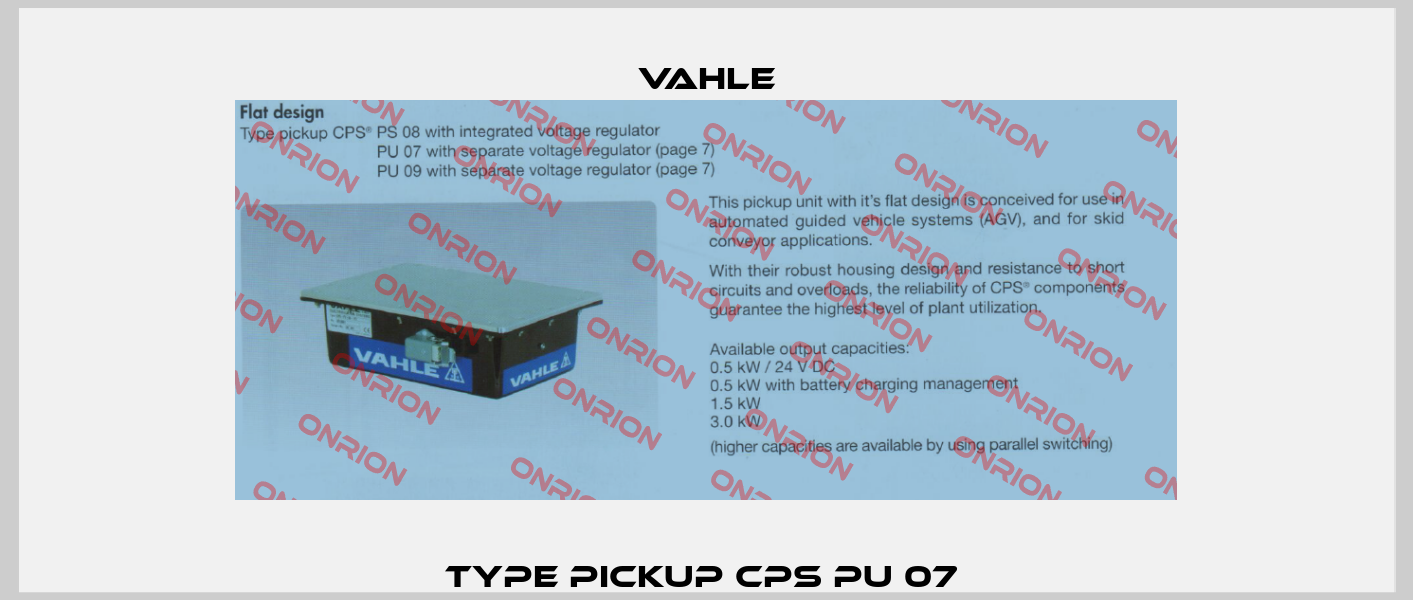 Type pickup CPS PU 07  Vahle