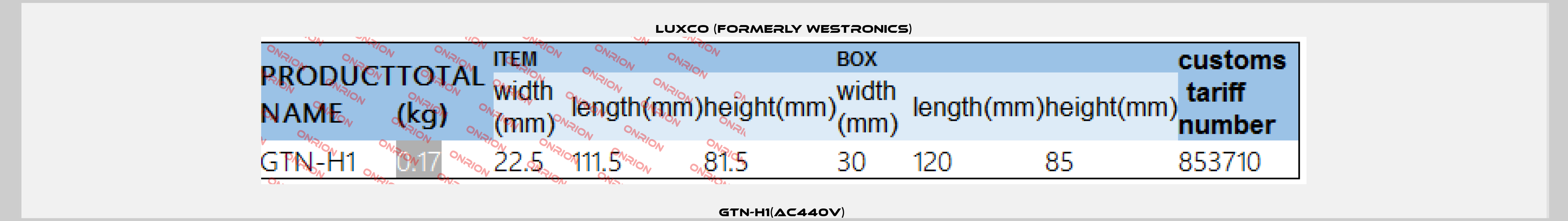 GTN-H1(AC440V)  Luxco (formerly Westronics)