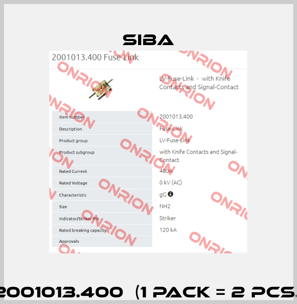 2001013.400  (1 Pack = 2 Pcs.) Siba