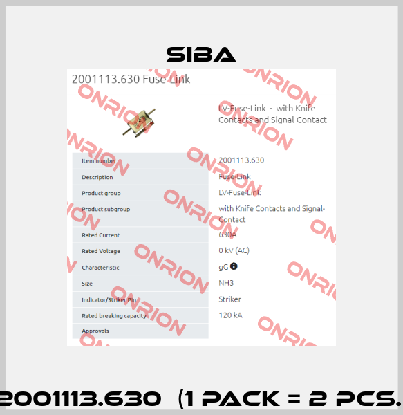 2001113.630  (1 Pack = 2 Pcs.) Siba